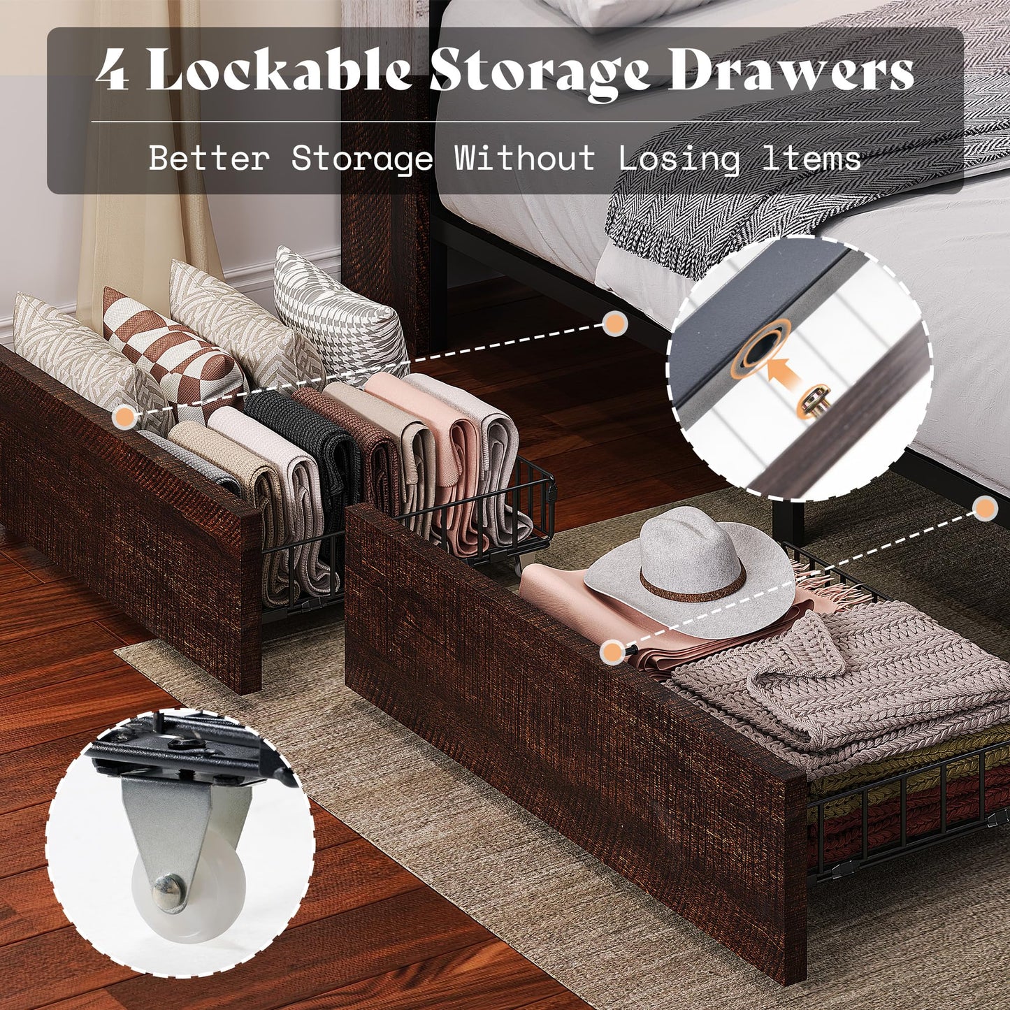 Twin Storage Bed with Bookcase Headboard Amerlife Rustic Brown