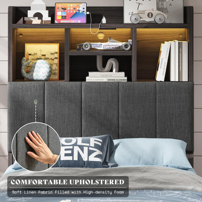 Twin Storage Bed with Bookcase Headboard Amerlife Black