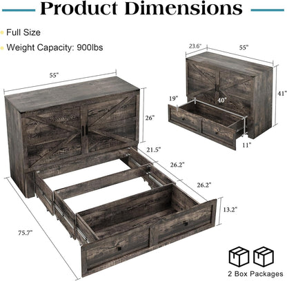Colton Foldable Murphy Bed Amerlife Full / Black Oak