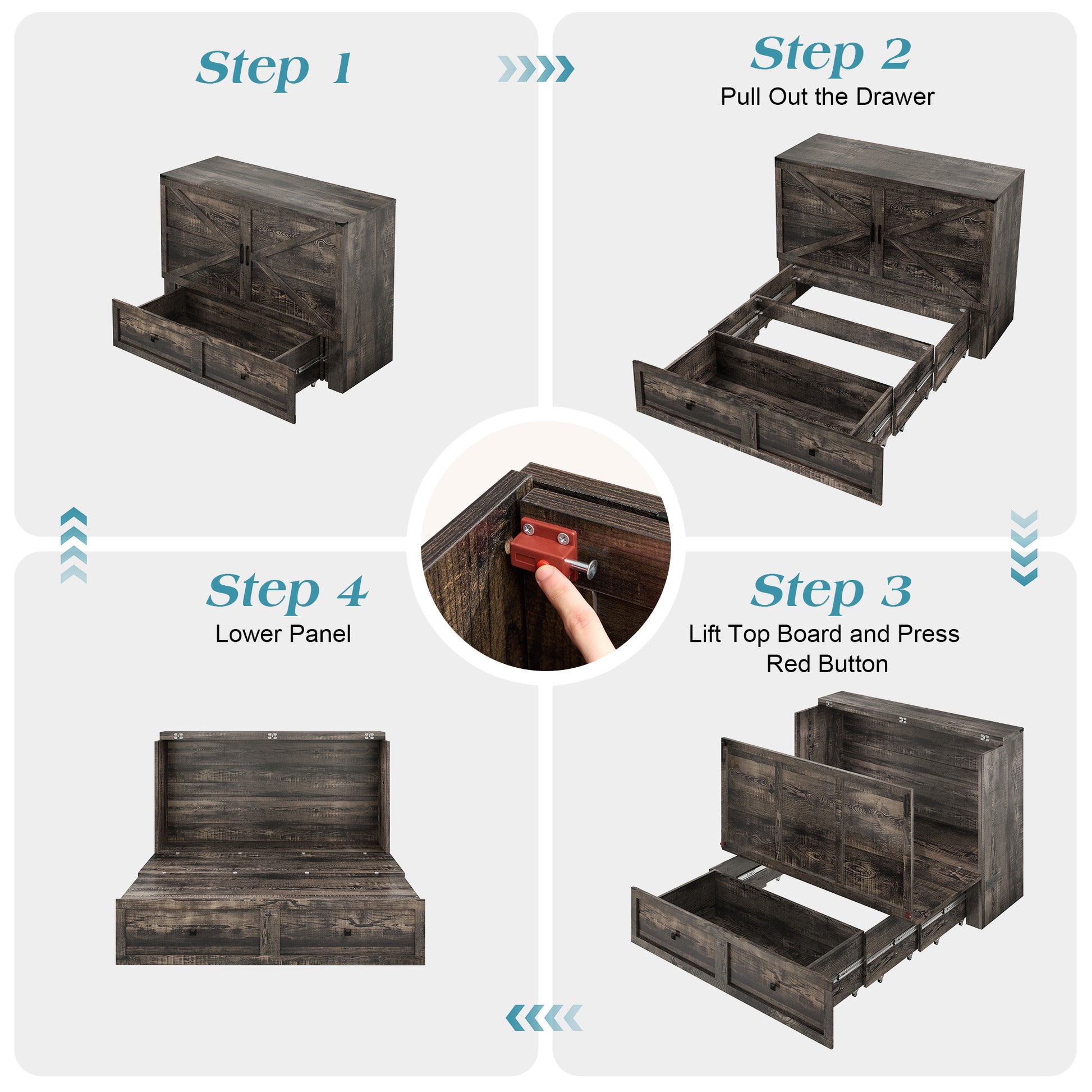 Colton Foldable Murphy Bed Amerlife Full / Black Oak