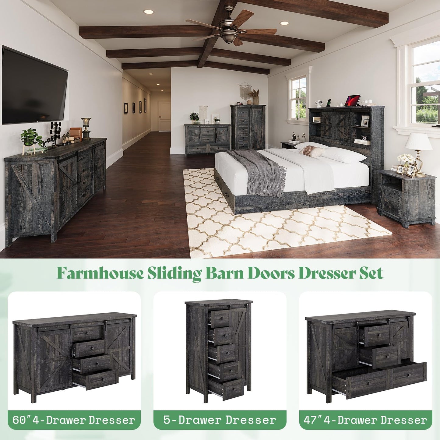 Alderman Farmhouse Bedroom Set Amerlife Full Size