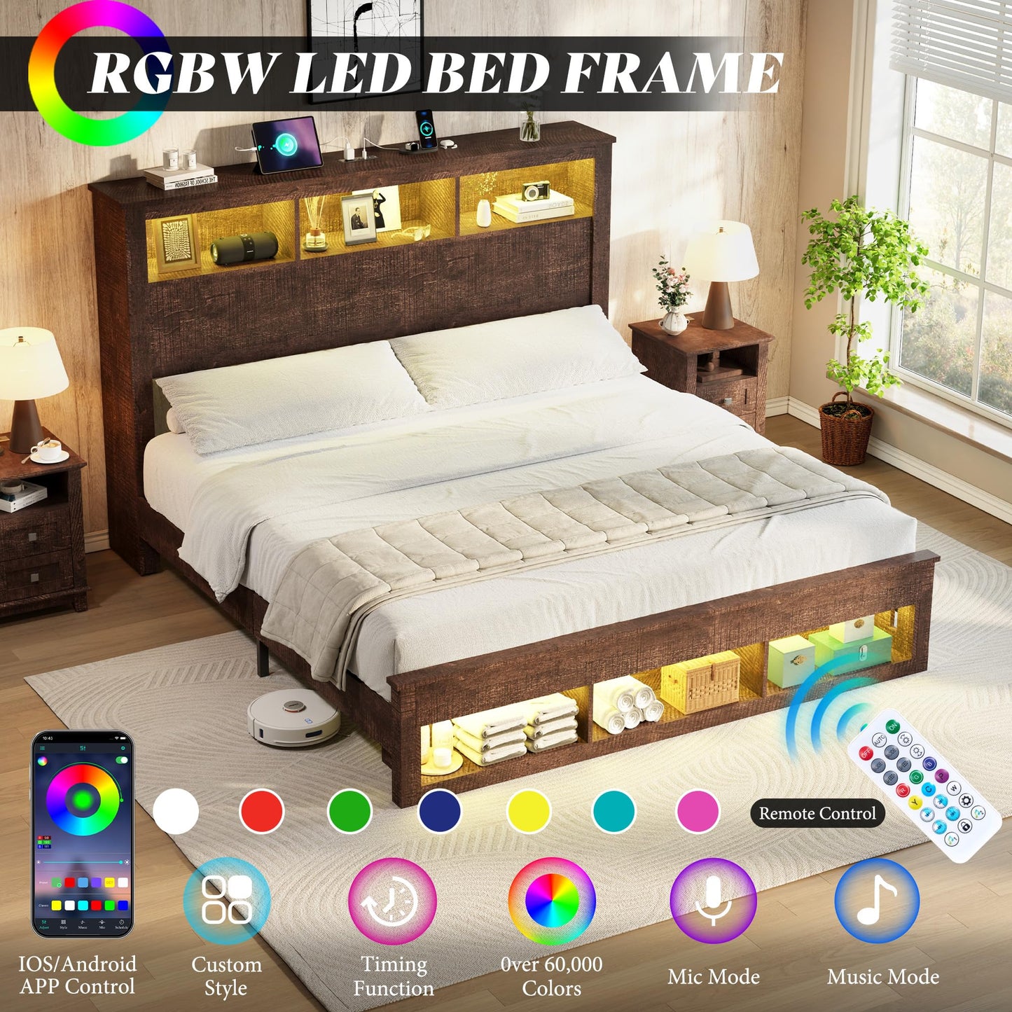 Larkin Storage Bed Frame Queen Rustic Brown