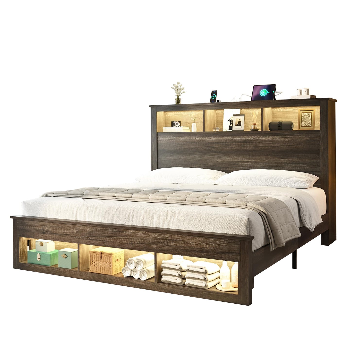 Larkin Storage Bed Frame King Rustic Grey