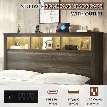 Larkin Storage Bed Frame Queen Rustic Grey
