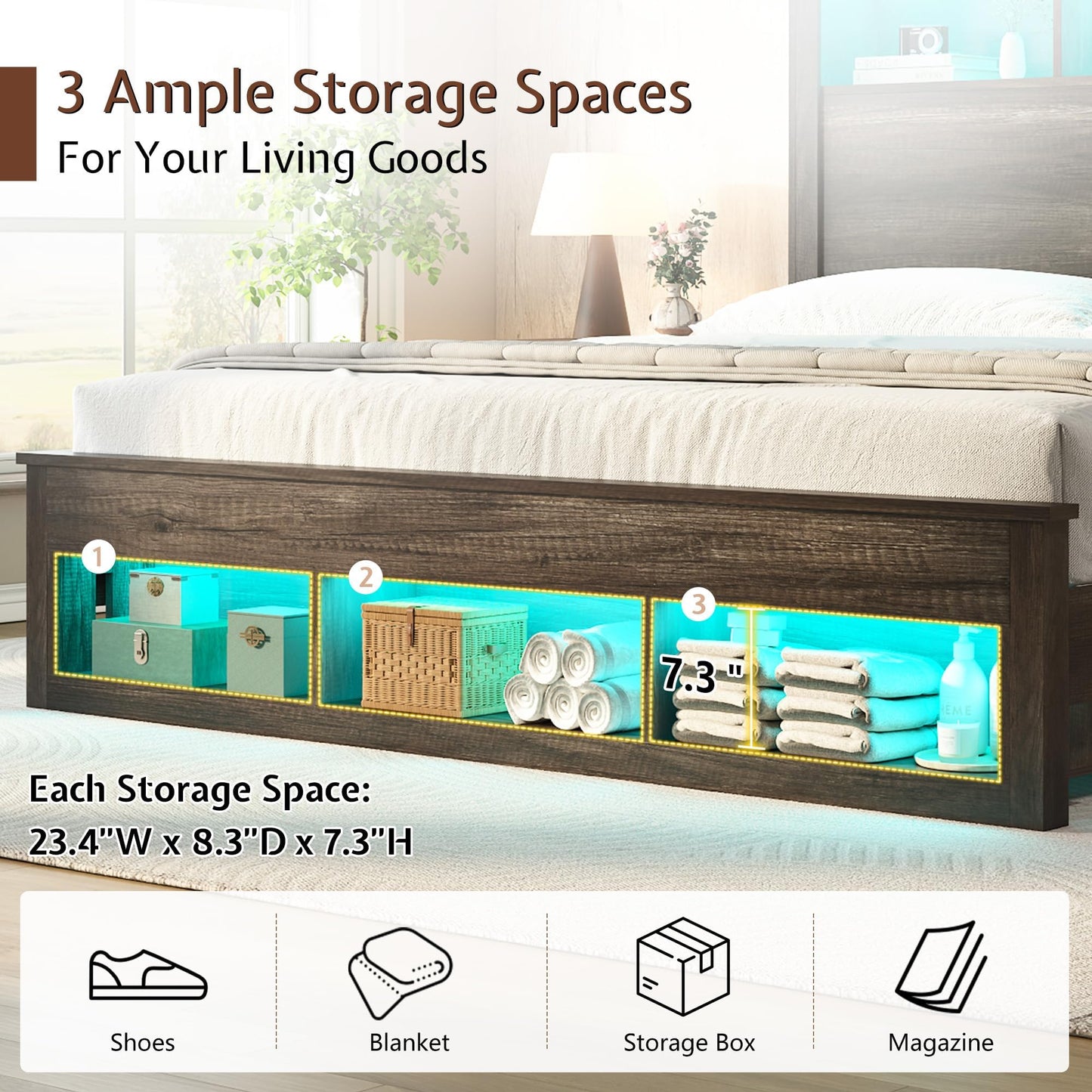 Larkin Storage Bed Frame Queen Rustic Grey

