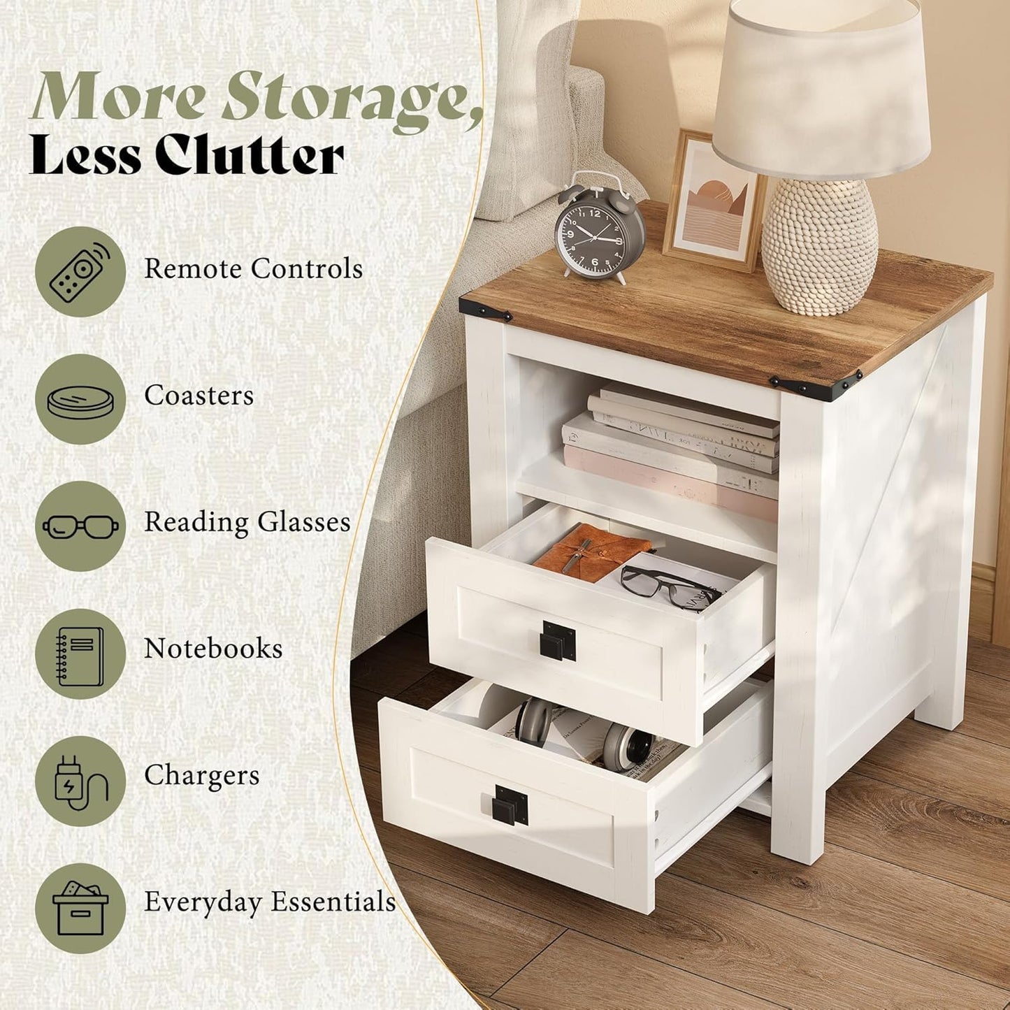 Larkin LED Storage Bed Set Amerlife White / King