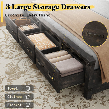 Quin Bed Frame Farmhouse Storage Bed Amerlife Black King