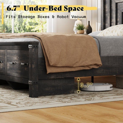 Quin Bed Frame Farmhouse Storage Bed Amerlife Black King