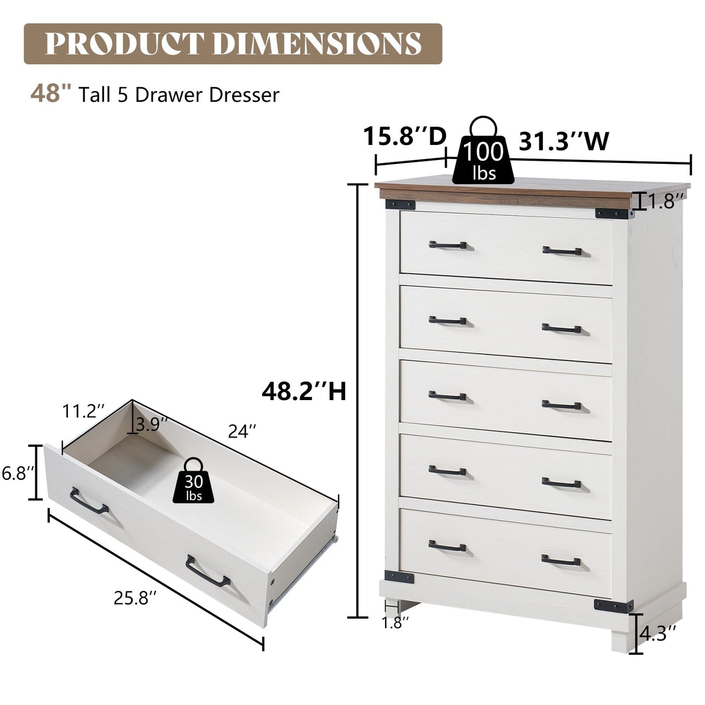 Quin Farmhouse Bedroom Set Amerlife White / Queen
