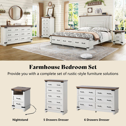 Quin Farmhouse Bedroom Set Amerlife White / Queen