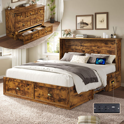 Haven Farmhouse Murphy Bed with Storage - F-BROWN