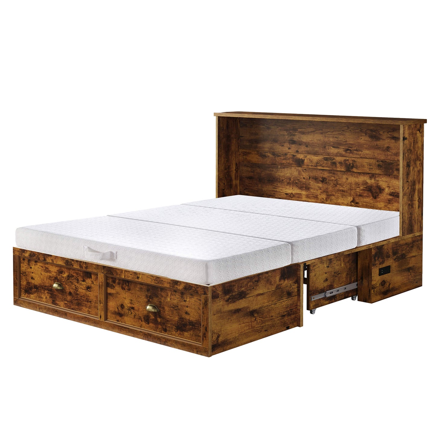 Haven Farmhouse Murphy Bed with Storage - F-BROWN