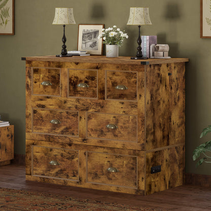 Haven Farmhouse Murphy Bed with Storage - T-BROWN