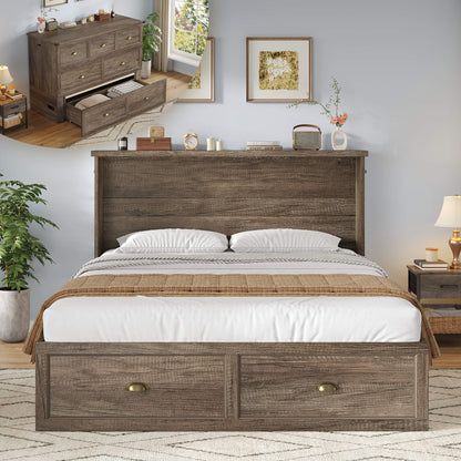 Haven Farmhouse Murphy Bed with Storage - F-GREY