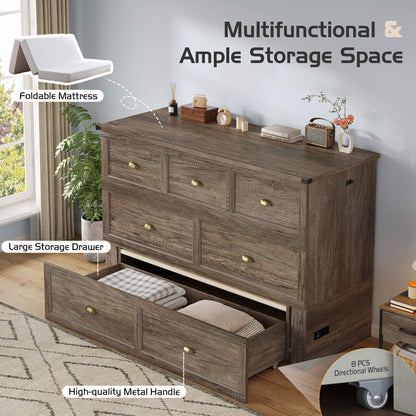 Haven Farmhouse Murphy Bed with Storage - F-GREY