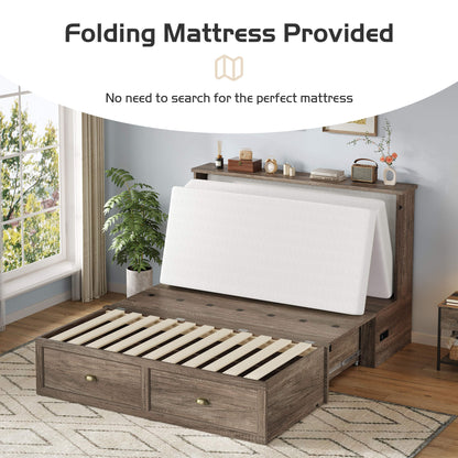 Haven Farmhouse Murphy Bed with Storage - F-GREY