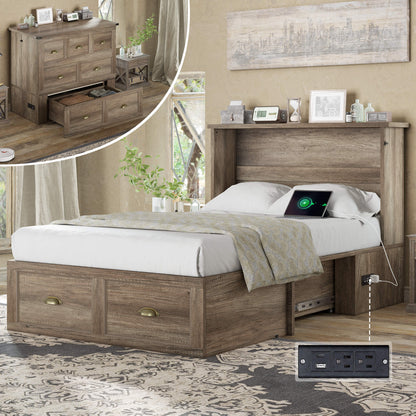 Haven Farmhouse Murphy Bed with Storage - T-GREY