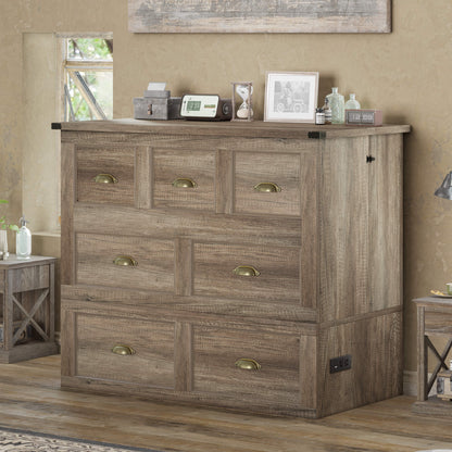 Haven Farmhouse Murphy Bed with Storage - T-GREY