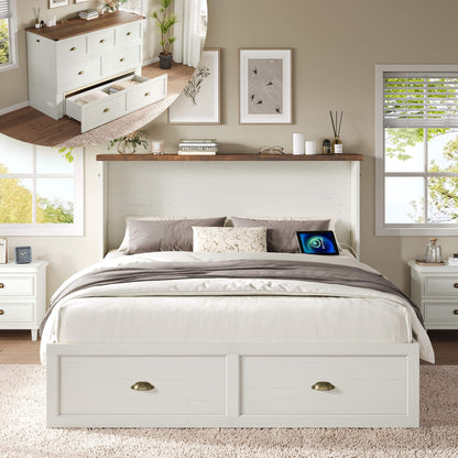 Haven Farmhouse Murphy Bed with Storage - F-WHITE