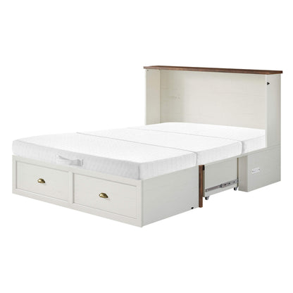 Haven Farmhouse Murphy Bed with Storage - F-WHITE