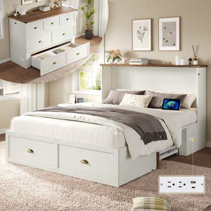 Haven Farmhouse Murphy Bed with Storage - Q-WHITE
