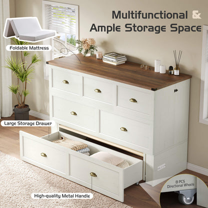 Haven Farmhouse Murphy Bed with Storage - Q-WHITE