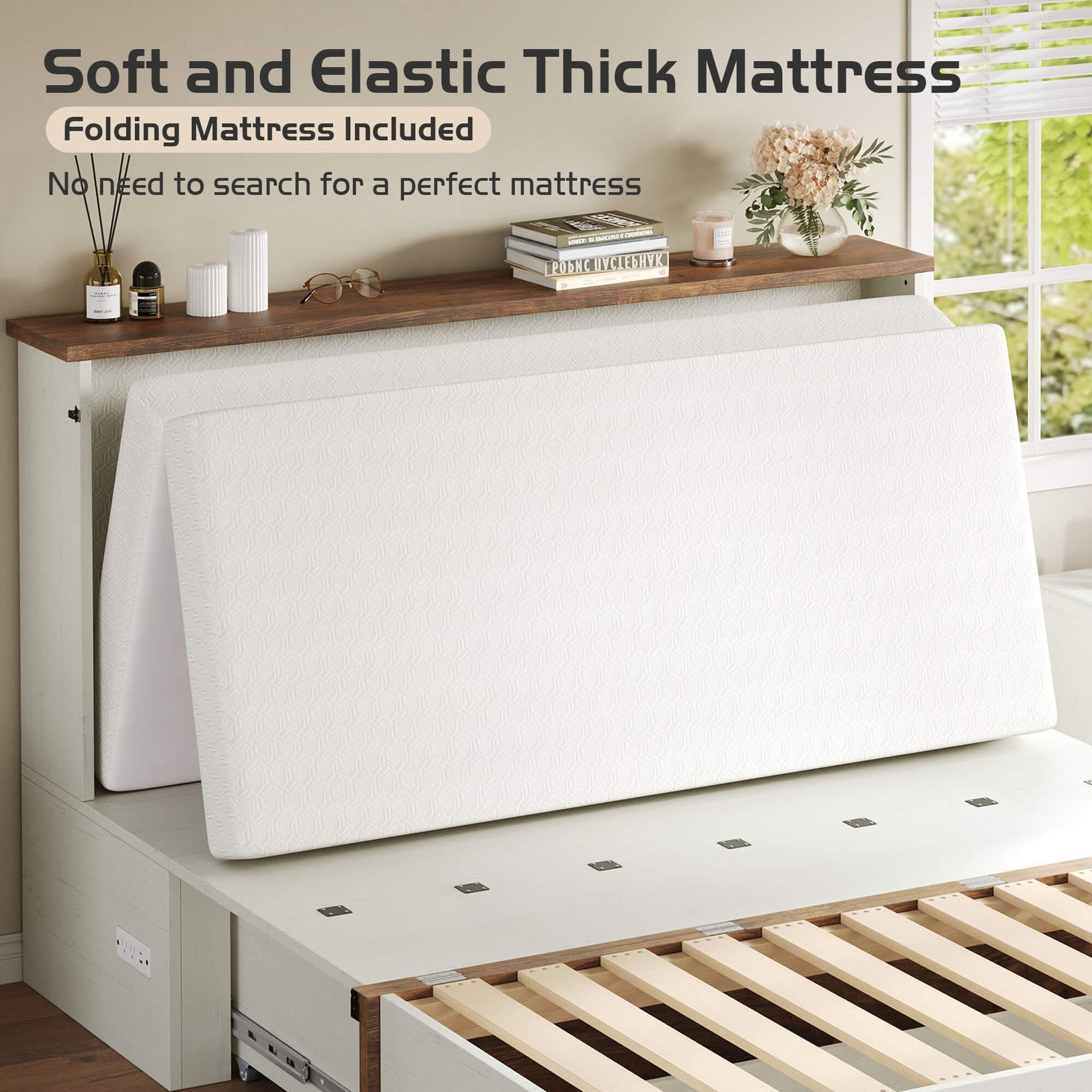 Haven Farmhouse Murphy Bed with Storage - Q-WHITE