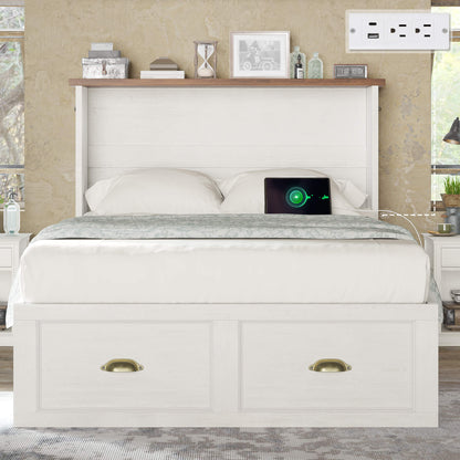 Haven Farmhouse Murphy Bed with Storage - T-WHITE