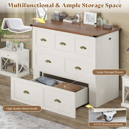 Haven Farmhouse Murphy Bed with Storage - T-WHITE
