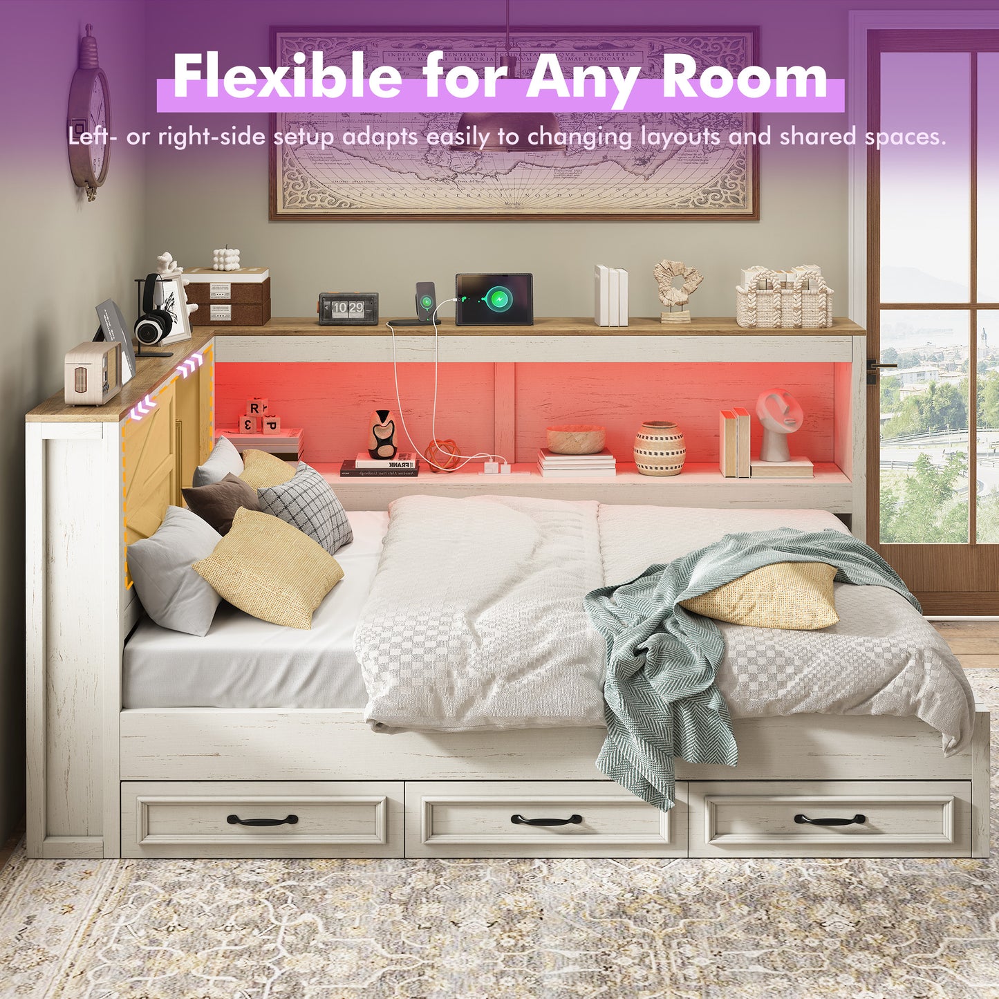 Slide Farmhouse Corner Bed Frame Amerlife 