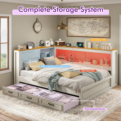Slide Farmhouse Corner Bed Frame Amerlife 