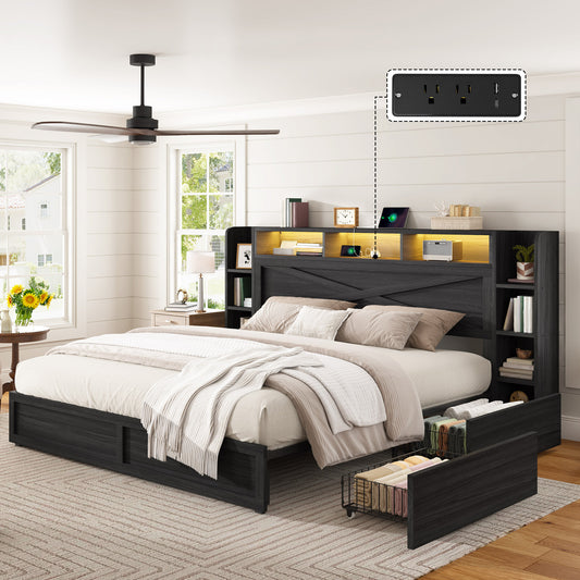 Stow Storage Bed Frame Amerlife King / Black