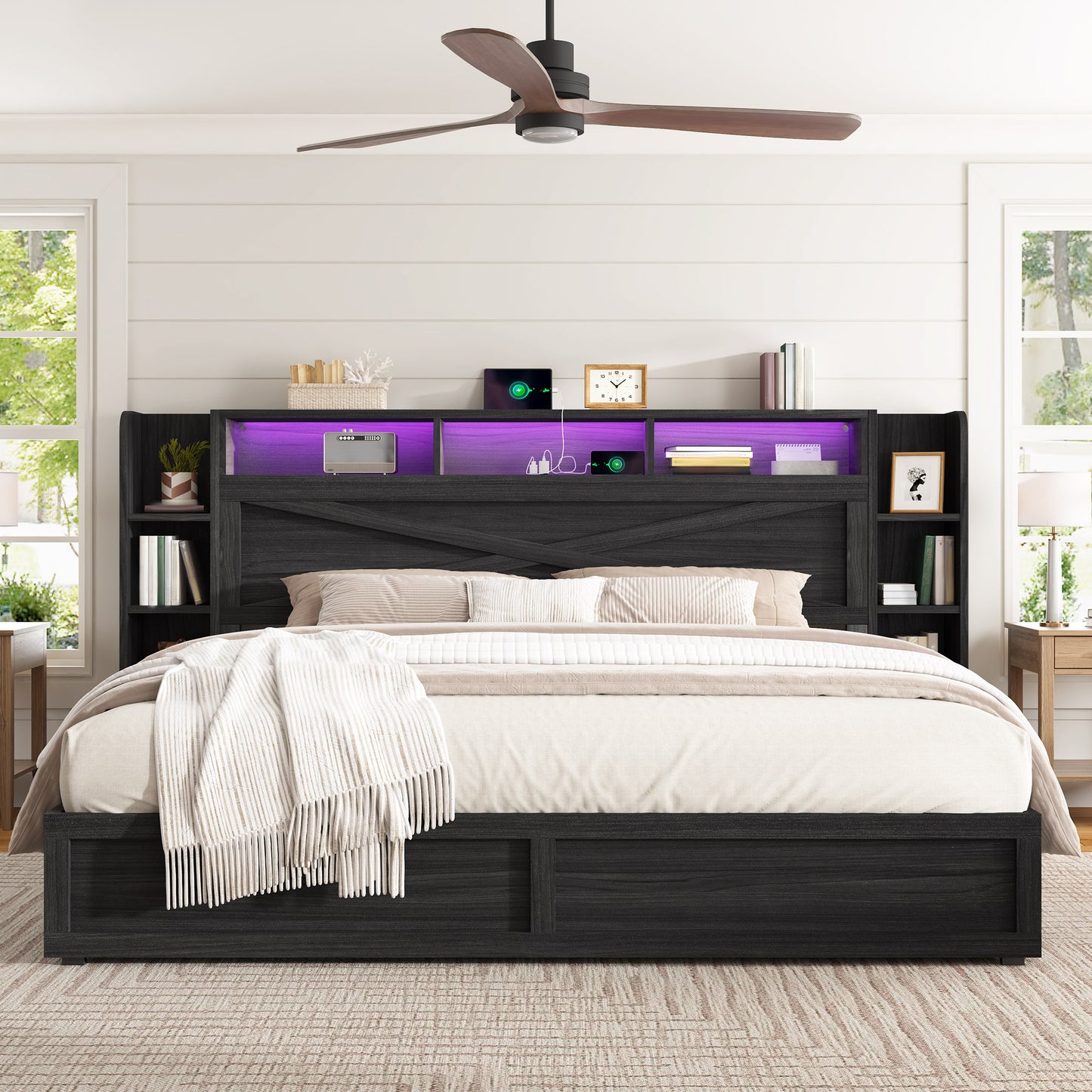Stow Storage Bed Frame Amerlife King / Black