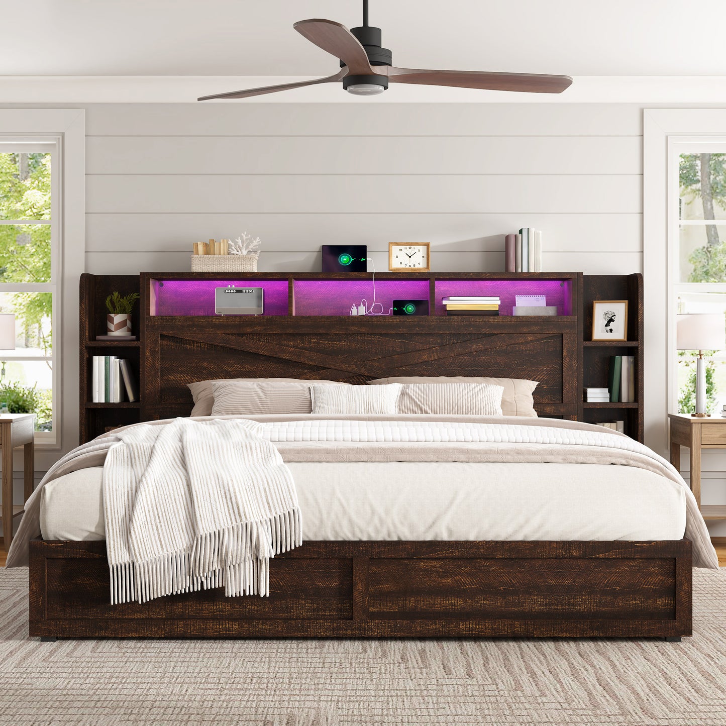 Stow Storage Bed Frame Amerlife Queen / Walnut