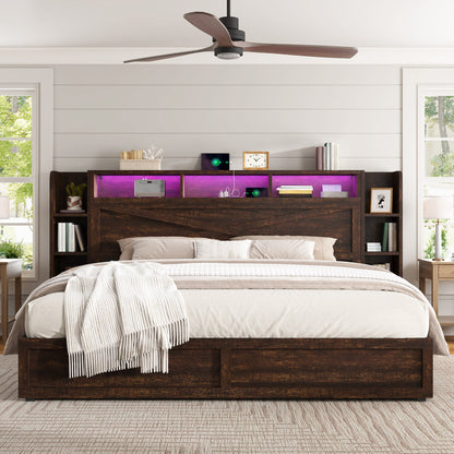 Stow Storage Bed Frame Amerlife Queen / Walnut
