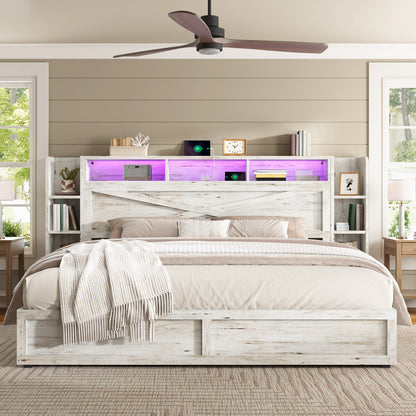 Stow Storage Bed Frame Amerlife King / White
