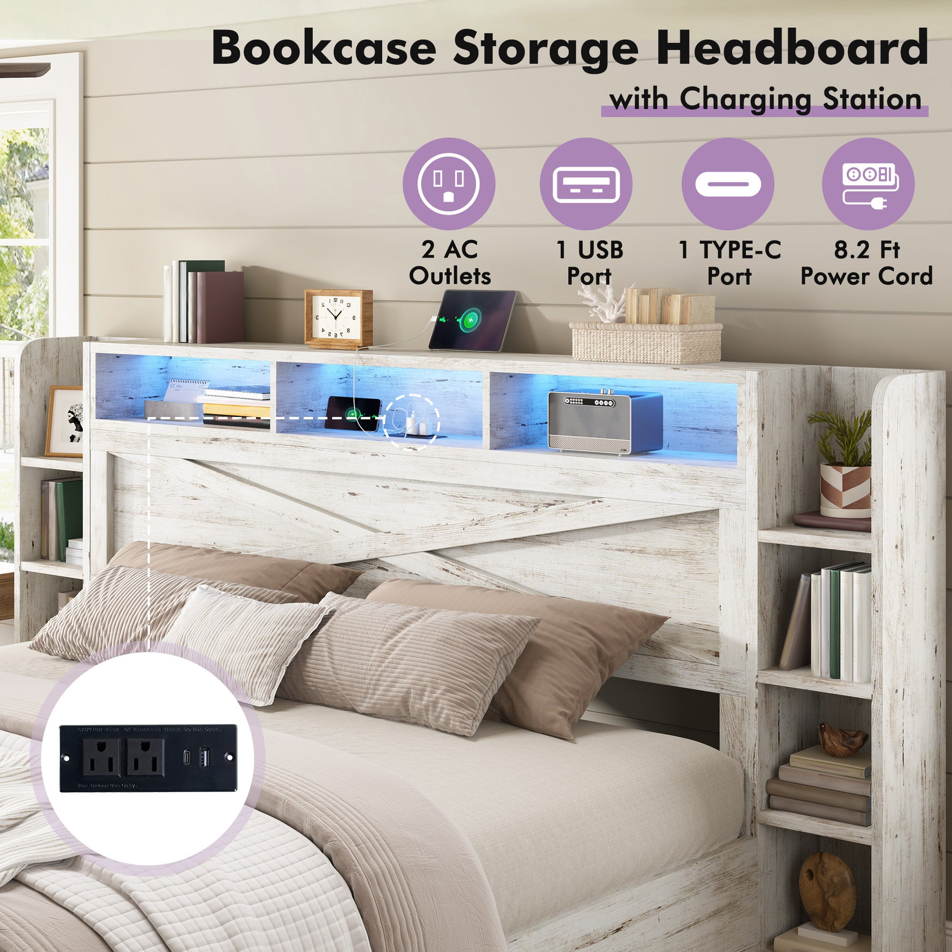 Stow Storage Bed Frame Amerlife King / White