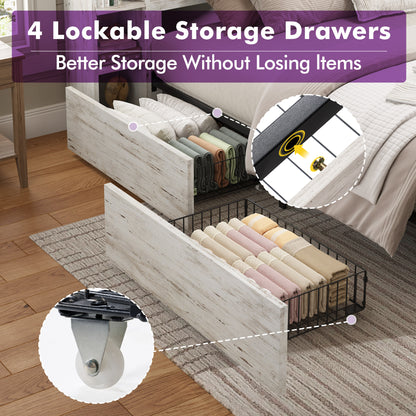 Stow Storage Bed Frame Amerlife King / White