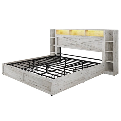 Stow Storage Bed Frame Amerlife King / White