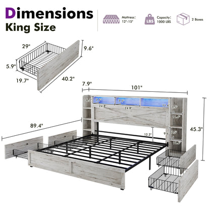 Stow Storage Bed Frame Amerlife King / White