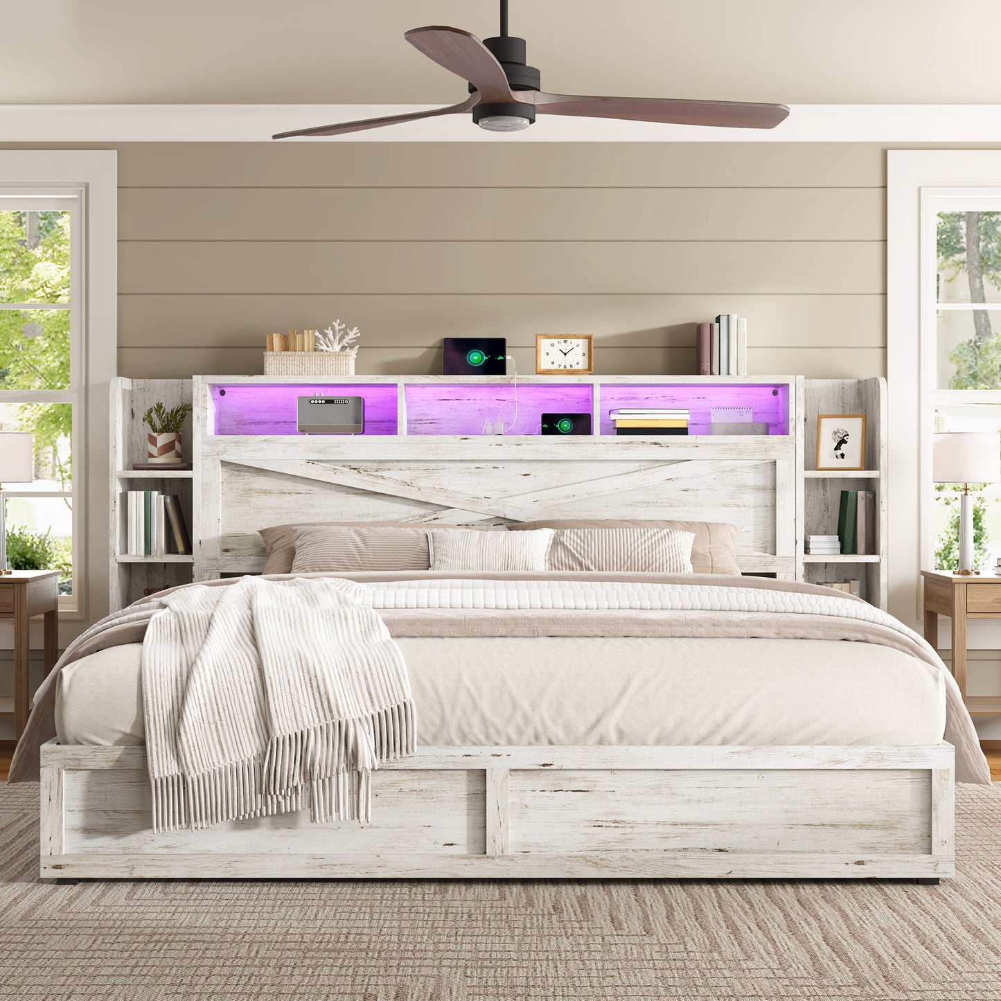 Stow Storage Bed Frame Amerlife Queen / White