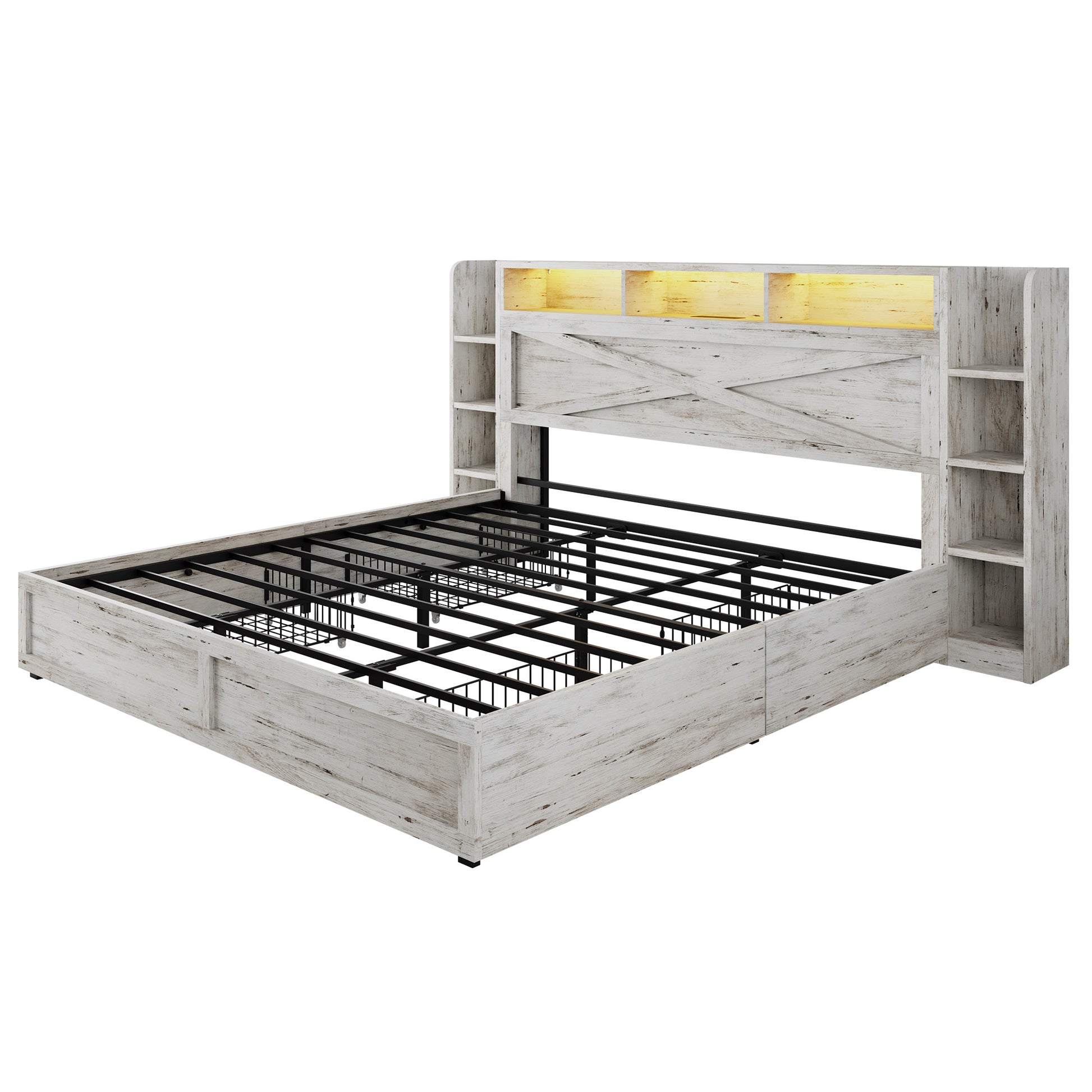 Stow Storage Bed Frame Amerlife Queen / White