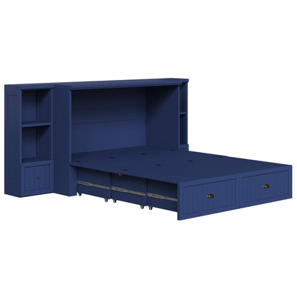 Slat Farmhouse Murphy Bed Amerlife Queen / Blue