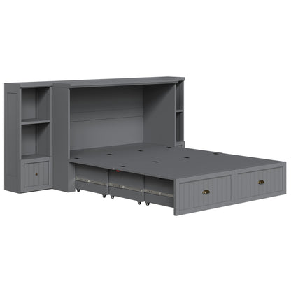 Slat Farmhouse Murphy Bed Amerlife Full / Gray