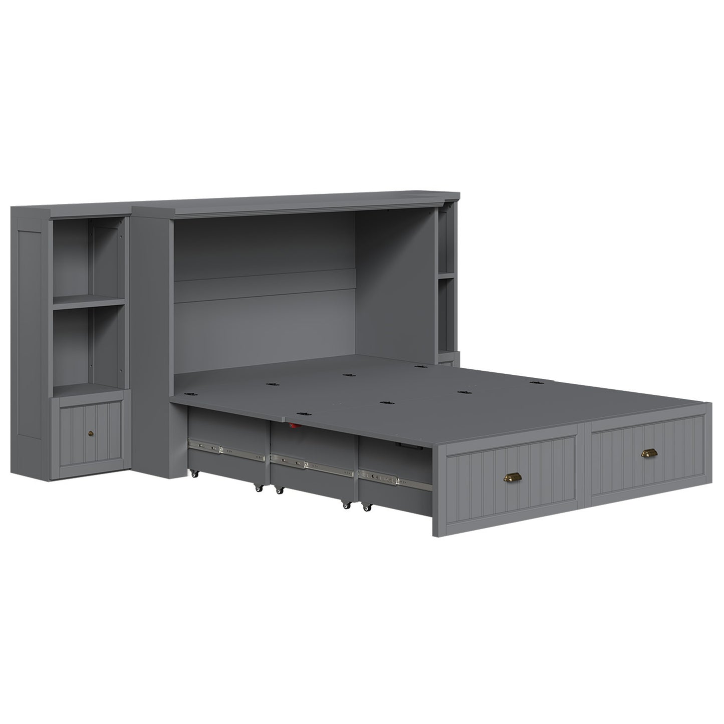 Slat Farmhouse Murphy Bed Amerlife Queen / Gray