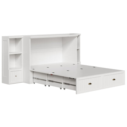 Slat Farmhouse Murphy Bed Amerlife Queen / White