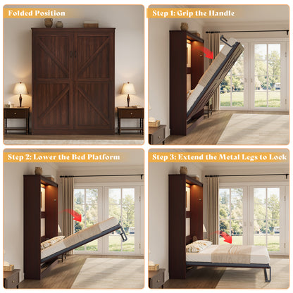 Stash Murphy Bed Frame Amerlife Full / Walnut