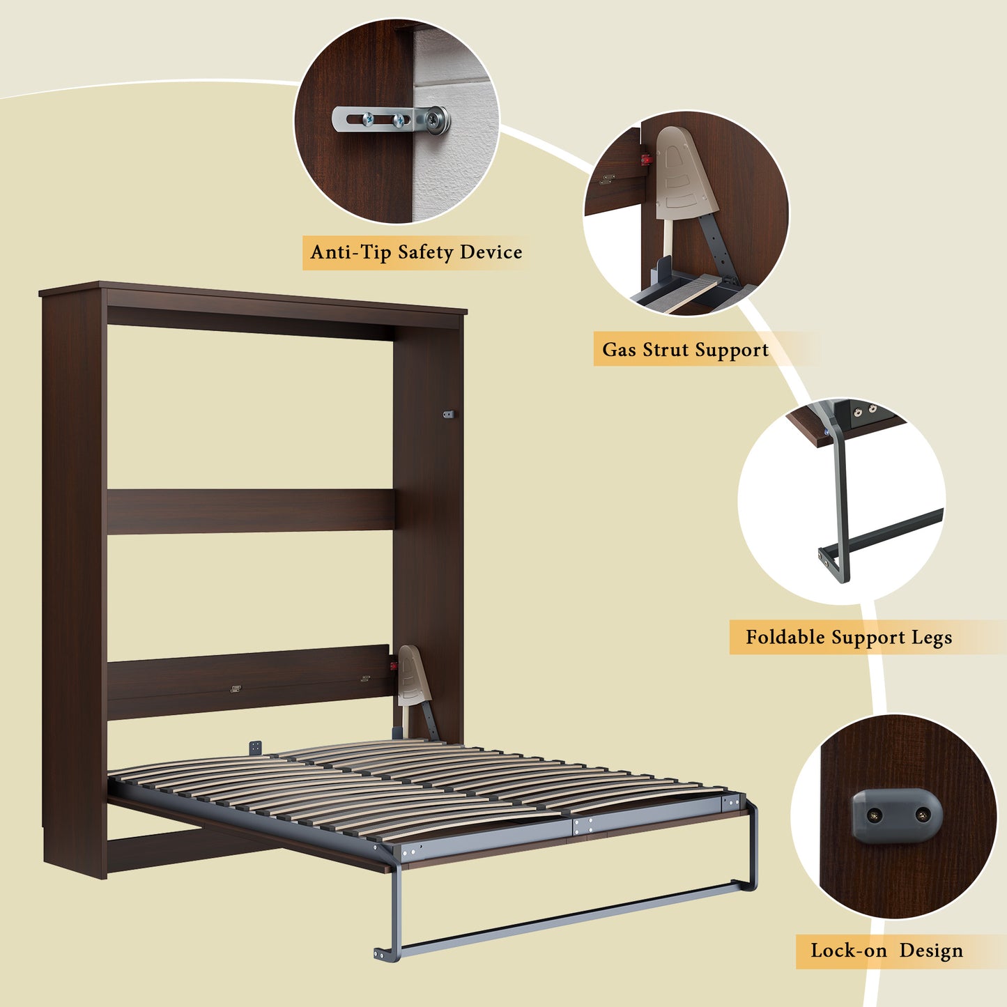 Stash Murphy Bed Frame Amerlife Full / Walnut