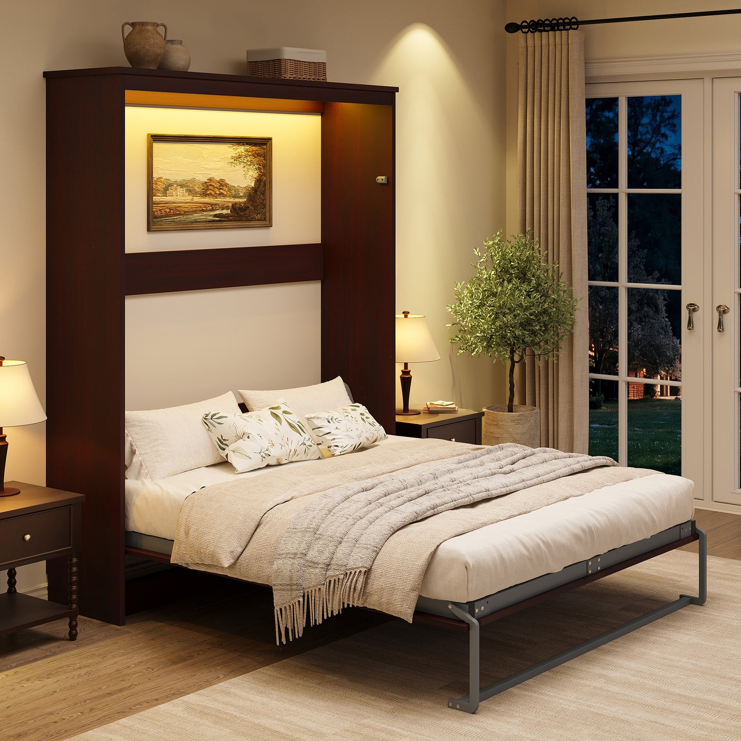 Stash Murphy Bed Frame Amerlife Queen / Walnut