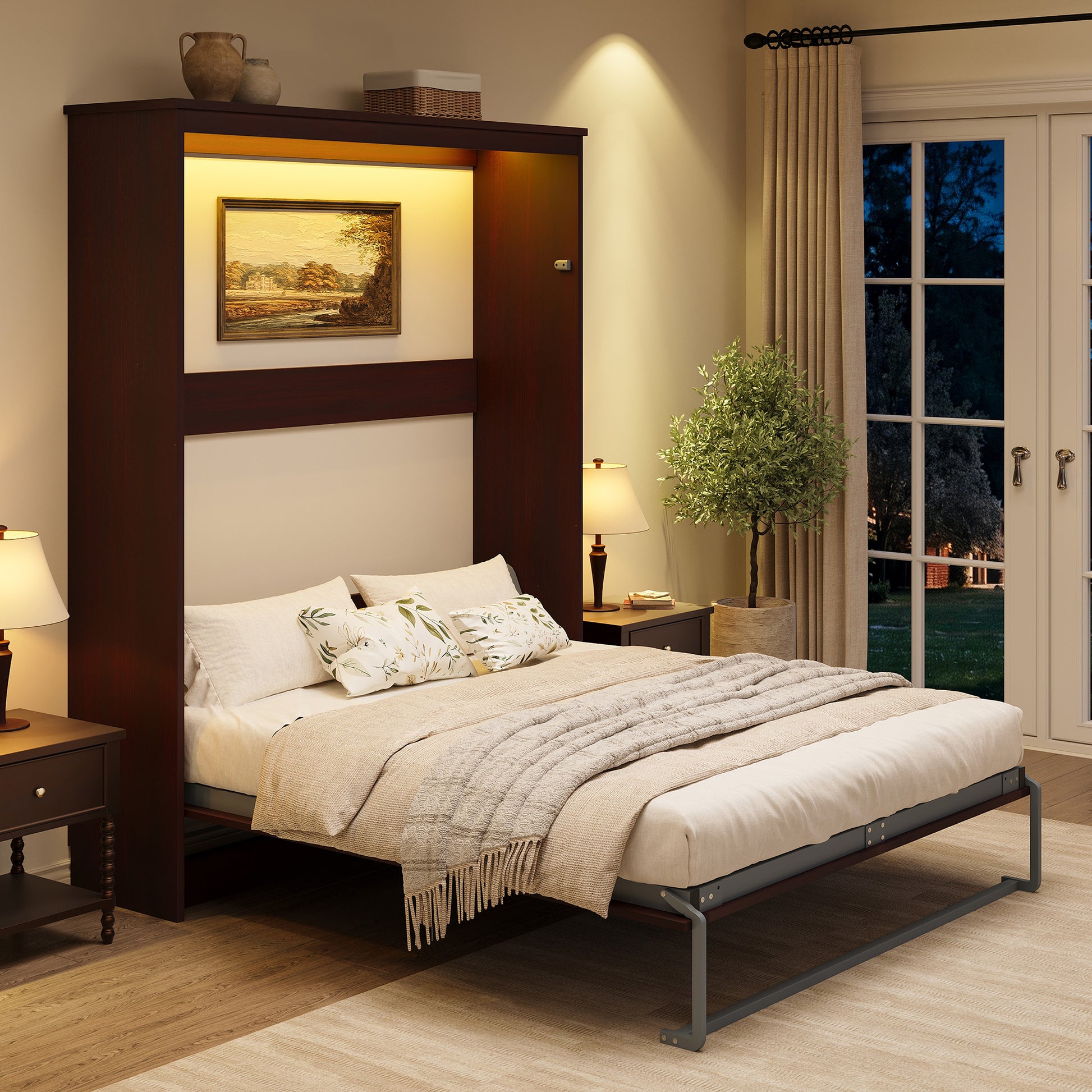 Stash Murphy Bed Frame Amerlife Queen / Walnut